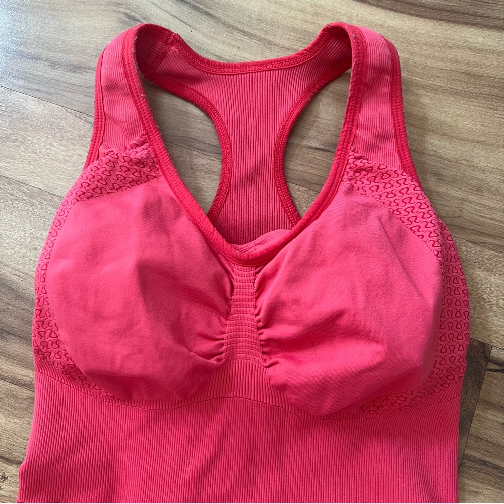 RARE Lululemon Athletica Run Heartbeat Coral‎ Pink Athletic Tank Top 4 - Picture 13 of 13